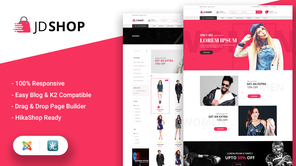JD Shop - The Cool Freemium - Responsive eCommerce Hikashop Joomla Template